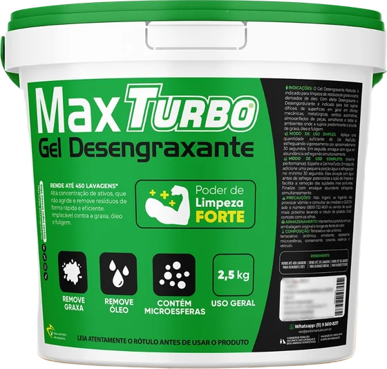 Balde de 2,5 kg do gel desengraxante MaxTurbo Forte