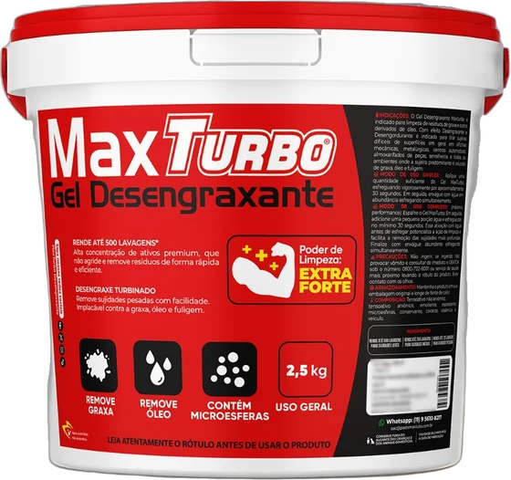 Balde de 2,5 kg do gel desengraxante MaxTurbo Extra Forte
