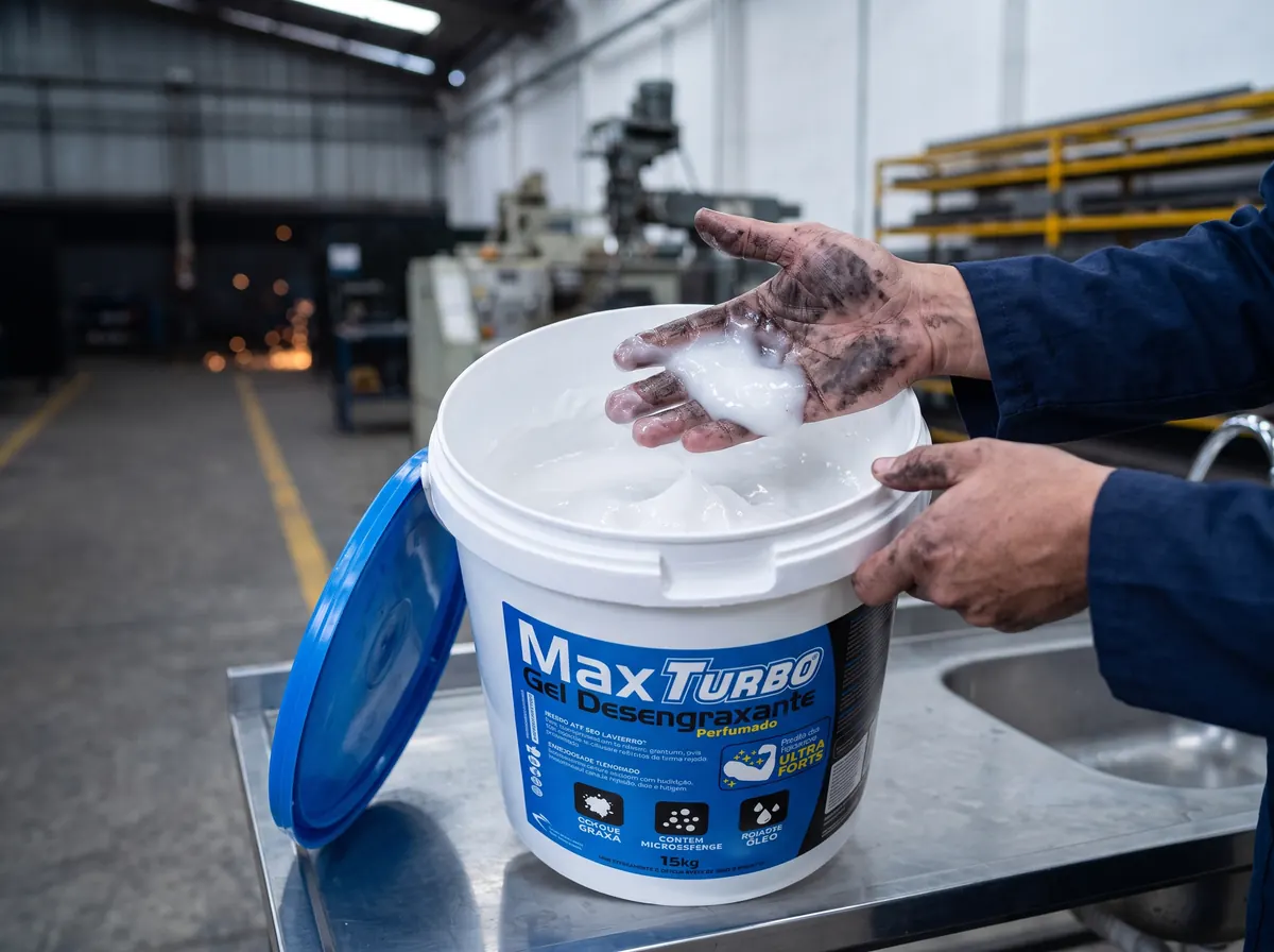 Gel desengraxante MaxTurbo Ultra Forte, pasta lava mãos com microesferas, em balde de 15kg